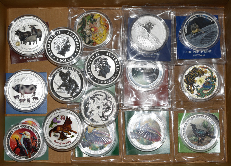 Australien: Elizabeth II. 1952-2022: Lot 16 diverse Silberunzen, teilweise kolor...