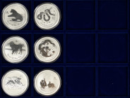 Australien: Elizabeth II. 1952-2022: Lunar II. Serie, 1 Dollar 2008 - 2013, die erste Hälfte der Serie mit jährlich wechselnden Tiermotive basierend a...