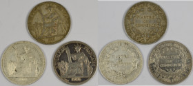 Franz. Indochina: Piaster / Piastre de Commerce 1901, 1906 und 1913, KM# 5a. Kratzer, um sehr schön. Lot 3 Münzen.
 [differenzbesteuert]