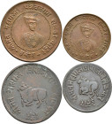 Indien: Indore Prinzenstaat, (Georg VI. Empress) Yashwant Rao II. 1926-1948: ½ und ¼ Anna 1935 (VS 1992), KM# 50 + 49. Dabei noch ½ und ¼ Anna 1888. L...