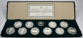 Kanada: Olympische Spiele Calgary 1988: 10 x 20 Dollars Gedenkmünzen 1985-1987, augenscheinlich komplette Serie zur Olympiade in Kanada. Ab KM# 145 bi...