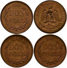 Mexiko: Dos Pesos 1945 (2 Pesos), KM# 461. Lot 3 Stück, je 1,67 g 900/1000 Gold. Alle um vorzüglich.
 [zzgl. 0 % MwSt.]
