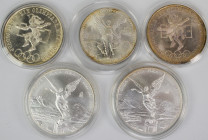 Mexiko: Lot 5 Münzen, dabei 3 x 1 OZ Libertad (1991, 2022, 2022) sowie 2 x 25 Pesos Olympiade 1968.
 [differenzbesteuert]
