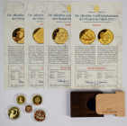 Alle Welt: Lot 5 Goldmünzen Olympische Spiele 1992, dabei: Andorra 50 Diners 1991 Turnen (KM# 70, 13,24g, 585/1000 Gold = 1/4 OZ fein), Cook Inseln 10...