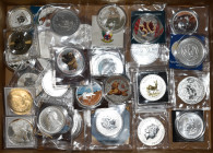 Alle Welt: Silberanleger aufgepasst: Lot mit 34 Silberunzen (1 OZ Münzen), dabei: Südafrika mit Krügerrand, England mit 2 Pfund Münzen aus der Lunarse...