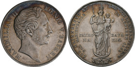 Bayern: Maximilian II. Joseph 1848-1864: Doppelgulden 1855, Mariengulden / Mariensäule, AKS 168, Jaeger 84. Winzige Kratzer, fast vorzüglich.
 [diffe...