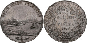 Frankfurt am Main: Freie Stadt: Doppeltaler 1843 (Vereinsmünze, 3½ Gulden, 2 Thaler), Stadtansicht von Westen. 37,13 g. AKS 3, Jaeger 15, Davenport 64...