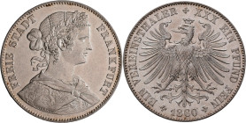 Frankfurt am Main: Freie Stadt: Taler 1860 (Vereinstaler). AKS 8, Jaeger 41. Winzige Kratzer, vorzüglich.
 [differenzbesteuert]