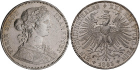 Frankfurt am Main: Freie Stadt: Taler 1865 (Vereinstaler). AKS 10, Jaeger 42b. Gereinigt, Kratzer, sonst vorzüglich.
 [differenzbesteuert]