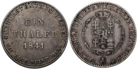 Hessen-Kassel: Wilhelm II. mit Friedrich Wilhelm 1831-1847: Taler 1841, AKS 46, Jaeger 32, Thun 184, Davenport 692. Kratzer, sehr schön+.
 [differenz...