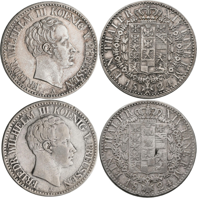 Preußen: Friedrich Wilhelm III. 1797-1840: 2 x Taler 1824 A, AKS 14, Jaeger 59. ...