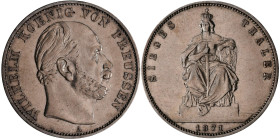 Preußen: Wilhelm I. 1861-1888: Taler 1871 (Siegestaler), auf den Sieg über Frankreich. AKS 118, Thun 272, Kahnt 390. Gereinigt, Kratzer, sehr schön - ...
