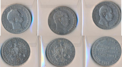Preußen: Kleines Lot 3 Taler, dabei Ausbeutetaler 1847 (AKS 75), Vereinstaler 1860 (AKS 78) und Taler 1861 (AKS 97).
 [differenzbesteuert]