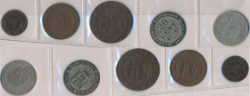 Westphalen: Hieronymus Napoleon 1807-1813: Lot 5 Münzen, dabei: 1 Cent 1812, 3 Cent 1810, 5 Cent 1812, 20 Cent 1812 sowie 1/6 Taler 1810. Lot 5 Münzen...