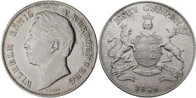 Württemberg: Wilhelm I. 1816-1864: Doppelgulden 1846 (Zwey Gulden), AKS 76, Jaeger 72, Davenport 957. Gereinigt, Kratzer, Schrötlingsfehler, sehr schö...