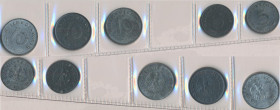 Alliierte Besetzung: 5 Pfennig 1947 A + D sowie 10 Pfennig 1945 F, 1948 A und F. Meist überdurchschnittlich Erhalten, Lot 5 Stück.
 [differenzbesteue...