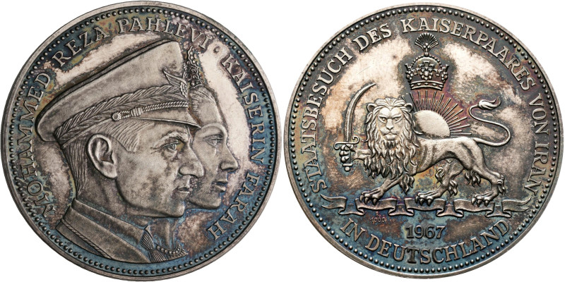 Medaillen alle Welt: Iran: Silbermedaille 1967 auf den Staatsbesuch des Kaiserpa...