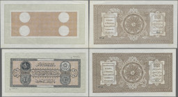 Afghanistan: set of 2 notes 10 Afghanis 1928 P. 9a,b, one complete print and one error or remainder print with only the underprint on the front side, ...