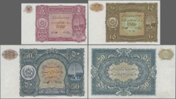 Afghanistan: Ministry of Finance, set with 3 banknotes, series SH1315(ND 1936), comprising 5, 10 and 50 Afghanis, P.16 and P.17 in UNC condition, 50 A...