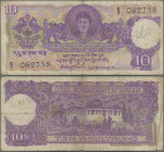 Bhutan: Royal Government of Bhutan 10 Ngultrum ND(1974), P.3, toned paper, tiny margin splits and some pinholes at left, Condition: F.
 [differenzbes...