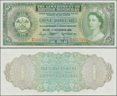 British Honduras: The Government of British Honduras, 1 Dollar 1st November 1961, P.28b, almost perfect condition, just a very soft vertical bend and ...