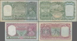 Burma: Reserve Bank of India - BURMA, series ND(1938), pair with 5 Rupees (P.4, XF, rusty pinholes) and 10 Rupees (P.5, VF+, rusty spots). (2 pcs.)
 ...