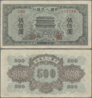 China: Peoples Republic, 500 Yuan 1949, P.844, genuine note with watermark, minor margin split, tiny border tear and a few folds and creases, Conditio...