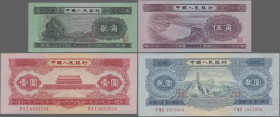 China: Peoples Republic of China 1953 second series set with 4 banknotes comprising 2 and 5 Jiao (P.864, 865, UNC), 1 Yuan (P.866, UNC) and 5 Yuan (P....