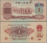 China: Peoples Republic 1 Jiao 1960 P. 873, still nice with small stains upper margin, otherwise no folds and crisp paper, Condition: XF/XF+.
 [diffe...