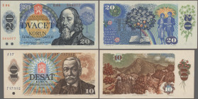 Czechoslovakia: Lot with 9 banknotes, series 1944-1988, with 100 Korun 1944 (P.48, VF), 5, 10, 20 and 50 Korun ND(1945) (P.59-62, F to VF), 100 Korun ...