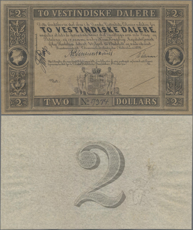 Danish West Indies: State Treasury, 2 Vestindiske Dalere / Dollars L. 04.04.1849...
