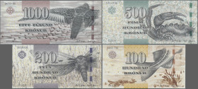 Faeroe Islands: Faeroe Islands Government, full set with 5 banknotes, series 2011, with 50, 100, 200, 500 and 1.000 Kronur, P.29-33 in UNC condition. ...
