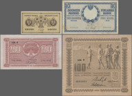 Finland: Finlands Bank, very nice lot with 6 banknotes, series 1909-1935, comprising 5 Markkaa (P.9b, F), 25 Penni (P.33, aUNC, tape remnants on back)...