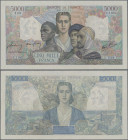 France: Banque de France, 5.000 Francs 1945, P.103c, exceptional nice condition for this large size note, some tiny pinholes upper left and soft verti...