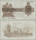 Great Britain: United Kingdom of Great Britain and Ireland, 1 Pound ND(1922-23) with signature N. K .Warren Fisher, P.359a, slightly stained paper wit...