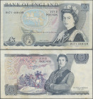 Great Britain: Bank of England, 5 Pounds ND(1980-87), prefix DU71, WITHOUT SIGNATURE, P.378d, slightly stained paper and tiny tear upper margin, Condi...