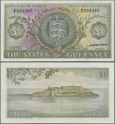 Guernsey: The States of Guernsey, 1 Pound ND(1969-75, Signature Hodder, P.45b, soft vertical fold and a few minor spots, Condition: XF.
 [differenzbe...