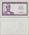 Guinea: Banque Centrale de la République de Guinée, 5.000 Francs 1960, Intaglio printed Uniface Front Proof on thick paper, P.15Ap, stronger vertical ...