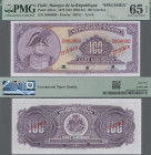 Haiti: Banque de la Republique D'Haiti, 100 Gourdes ND(1980-82) SPECIMEN, printed on TYVEK, P.236As, PMG graded 65 Gem Uncirculated EPQ.
 [differenzb...