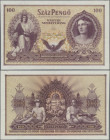Hungary: Magyar Nemzeti Bank 100 Pengö 1943, P.115, unissued series without serial number, soft vertical bend at center. Condition: XF.
 [differenzbe...