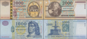 Hungary: Magyar Nemzeti Bank, pair with 1.000- and 2.000-Forint Millennium Issue 2000, P.185 and 186 in UNC condition. (2 pcs.)
 [differenzbesteuert]