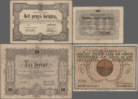Hungary: Very nice lot with 48 banknotes and Notgeld, comprising for example City of Miskolcz uncut sheet with 4 notes 10 New Krajczárra1860 (aUNC), C...