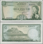 Jersey: The States of Jersey, 1 Pound ND(1963), Signature J. Clennett, P.8b, tiny dent lower left and soft vertical bend at center, Condition: XF.
 [...