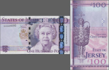 Jersey: The States of Jersey, 100 Pounds 2012, commemorating Queen Elizabeth II's Diamond Jubilee 1952-2012, P.37 in UNC condition.
 [differenzbesteu...