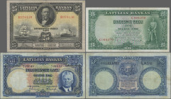 Latvia: Latvijas Banka, very nice set with 3 banknotes, with 25 Lati 1928 (P.18a, VF), 50 Latu 1934 (P.20a, F/F+) and 25 Latu 1938 (P.21a, VF+). (3 pc...