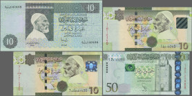 Libya: Central Bank of Libya, huge lot with 34 banknotes, series 1981-2015, comprising for example 1 Dinar ND(1984) (P.49, UNC), 10 Dinars ND(1991) (P...