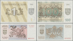 Lithuania: Lietuvos Respublika, huge lot with 20 banknotes, series 1991-1993, with 0.10 – 0.50 Talonas (P.29a,b, 30, 31a,b, UNC), 2x 1, 3, 5, 10, 25, ...