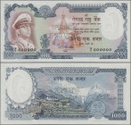 Nepal: Nepal Rastra Bank, 1.000 Rupees ND(1972) SPECIMEN, P.21s with signature: Dr. Yadav Prasad Pant, serial # 000000 and perforation ”SPECIMEN OF NO...