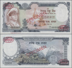 Nepal: Nepal Rastra Bank, 1.000 Rupees ND(1972) SPECIMEN, P.21s with signature: Dr. Yadav Prasad Pant, serial # 000000, Specimen # 042, oval stamp upp...