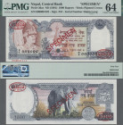 Nepal: Nepal Rastra Bank, 1.000 Rupees ND(1981) SPECIMEN, P.36as with signature: Kalyan Bikram Adhikari, serial # 000000, Specimen # 025, oval stamp u...